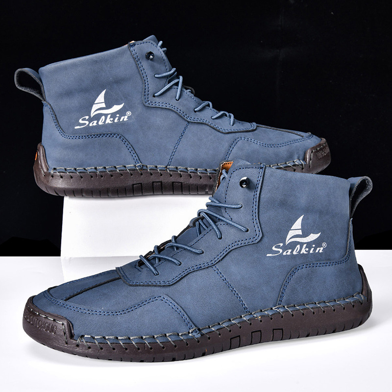 Men's Leather Martin Boots High-top Hand-stitched Winter Footwear_voghion.com