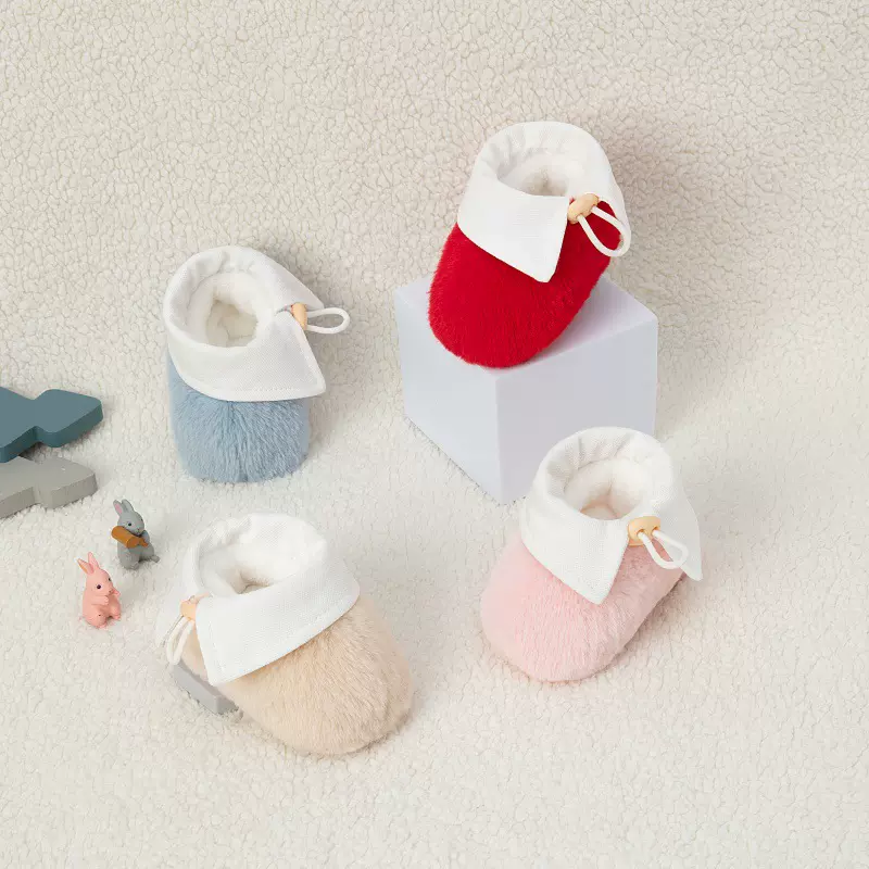 冬季宝宝鞋棉鞋靴子棉靴毛毛鞋保暖0-1岁防滑软底婴儿鞋保暖加厚