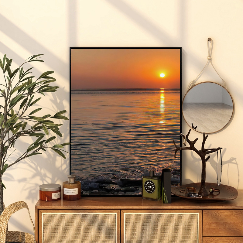 Sunrise at Sea Minimalist Wall Art Abstract Photography Floor-Standing Painting Niche Art Instagram Decorative Painting Living Room Display Painting