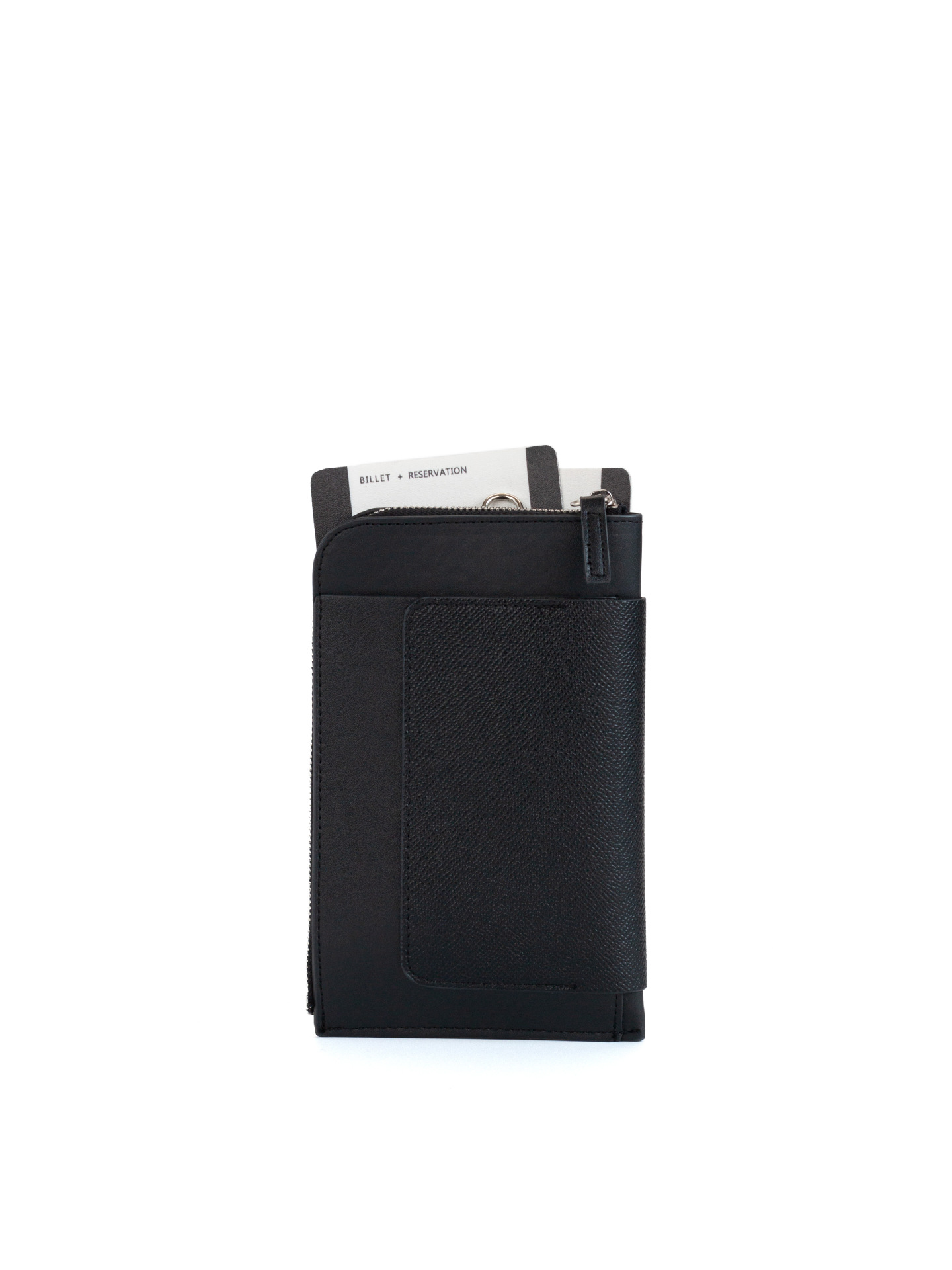 Schwarzes Reisepass-Etui elegante Kartentasche mit Hals-Umhänger