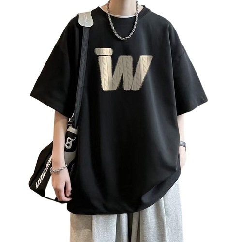 2024 Summer New Release Ultra Hot Instagram Casual Men's Trendy Short Sleeve T-Shirt Simple Print Top Couple Fashion