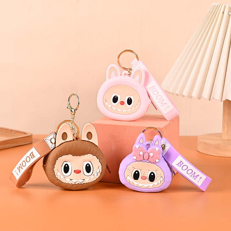 子供用ラブブ小銭入れシリコンプチギフトキーホルダーペンダントカードキャッチャーマシンプチギフトラブブ