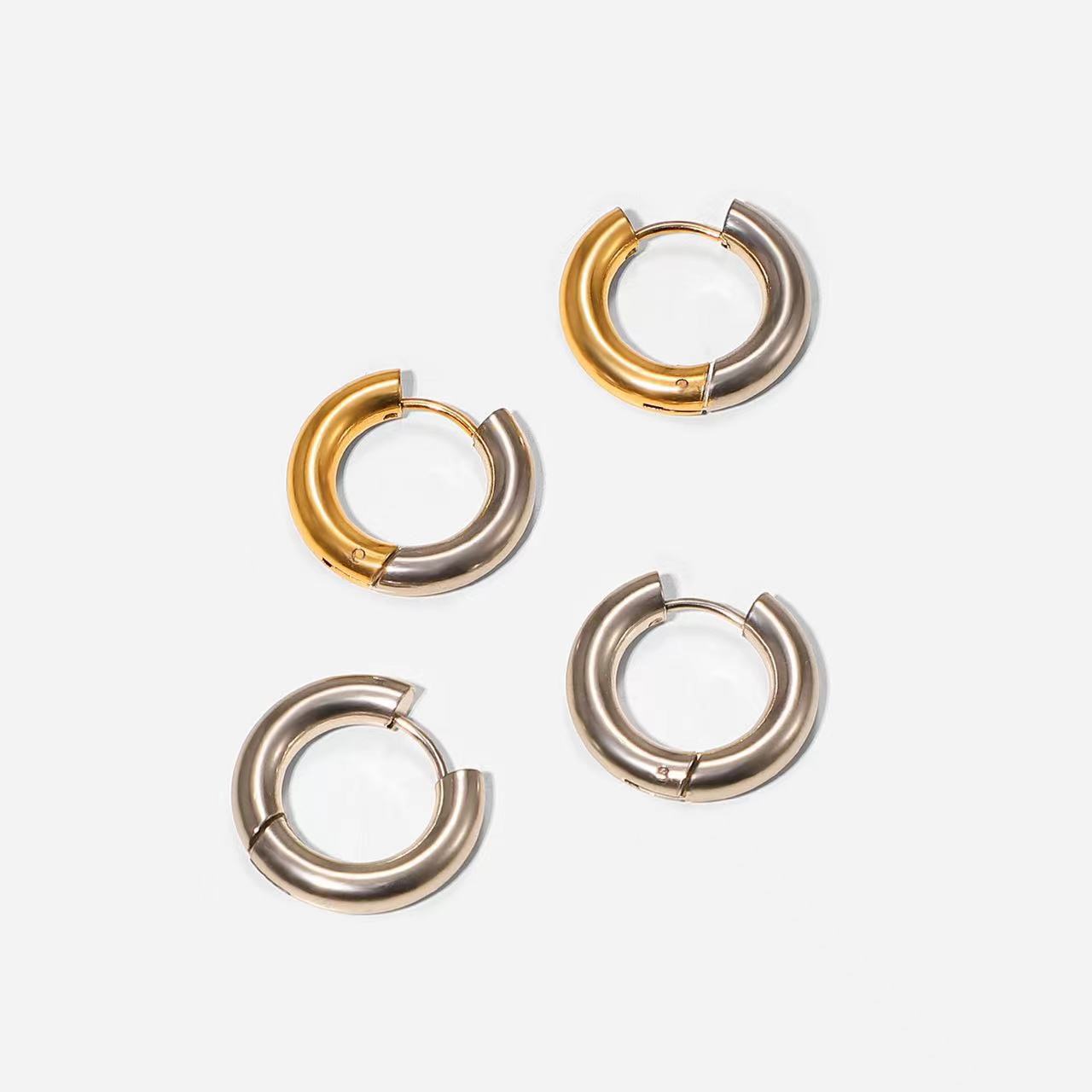 Daily Occasion 201 Stainless Steel Material PVD Coated 18K Gold Real Gold Plated Round 201 Stainless Steel Fashion Waterproof Non Tarnish Earrings