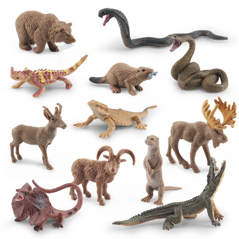 Simulación transfronteriza animal forestal modelo puma norteamericano cobra rana árbol elefante tortuga elefante orangutan juguete ornamental