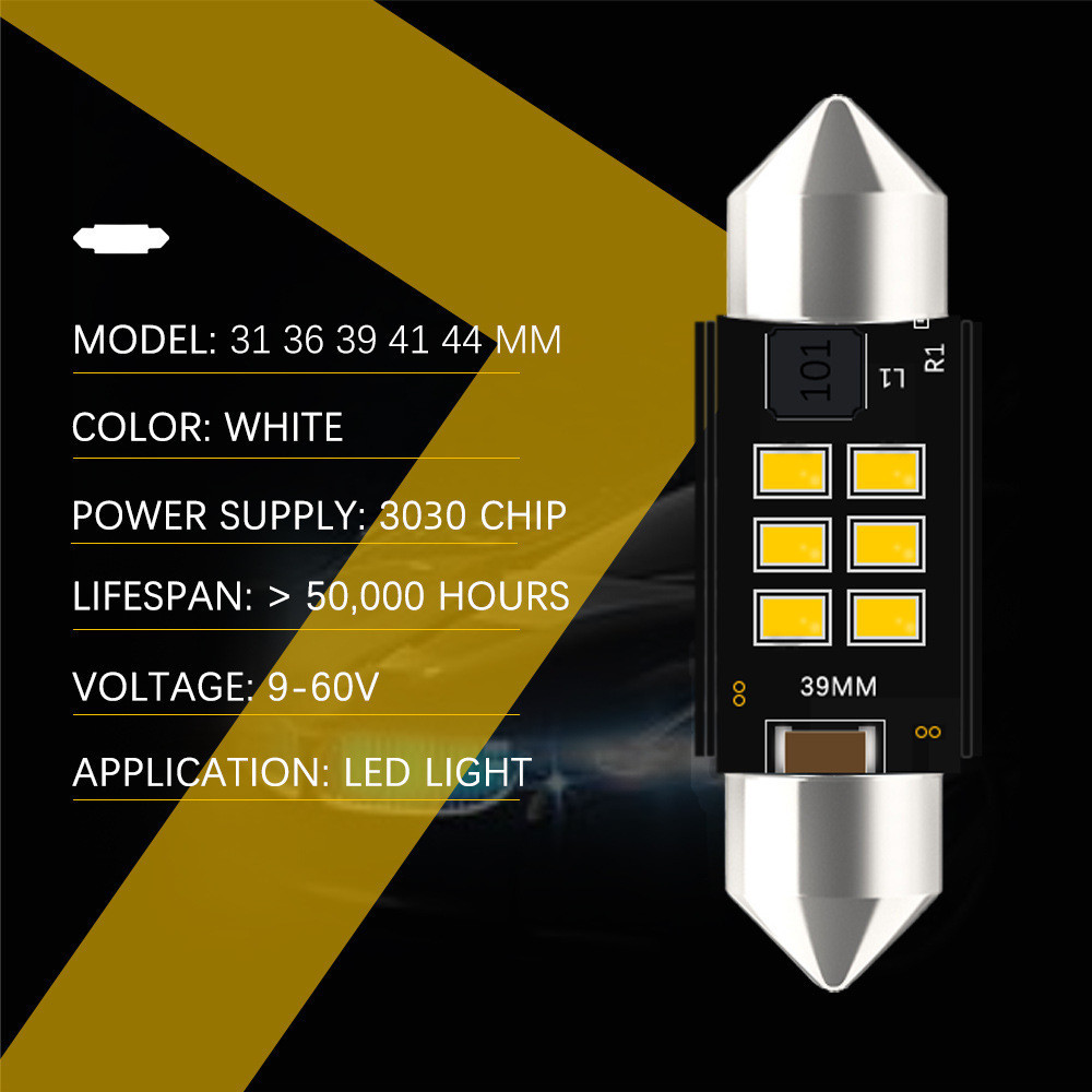 LED car reading light roof light license plate light 3030 6smd double pointed light 31/36/39/41mm