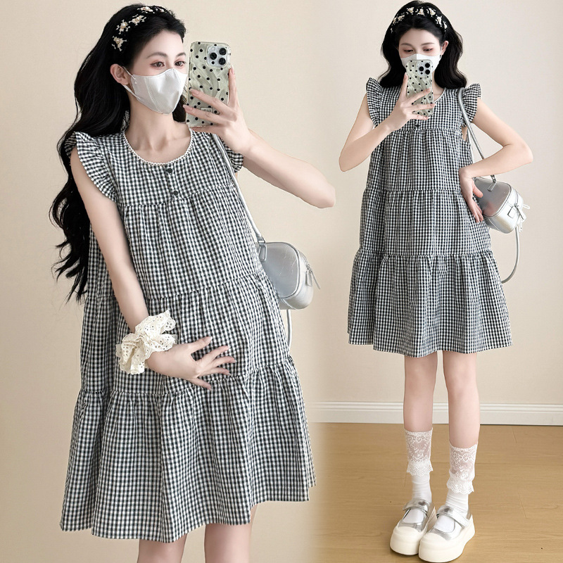 2026 New Summer Style Korean Style Casual and Cute Maternity Dress with Flying Sleeves for Pregnant Women to Wear Outside 2026 New Summer Style Korean Style Casual and Cute Maternity Dress with Flying Sleeves for Pregnant Women to Wear Outside