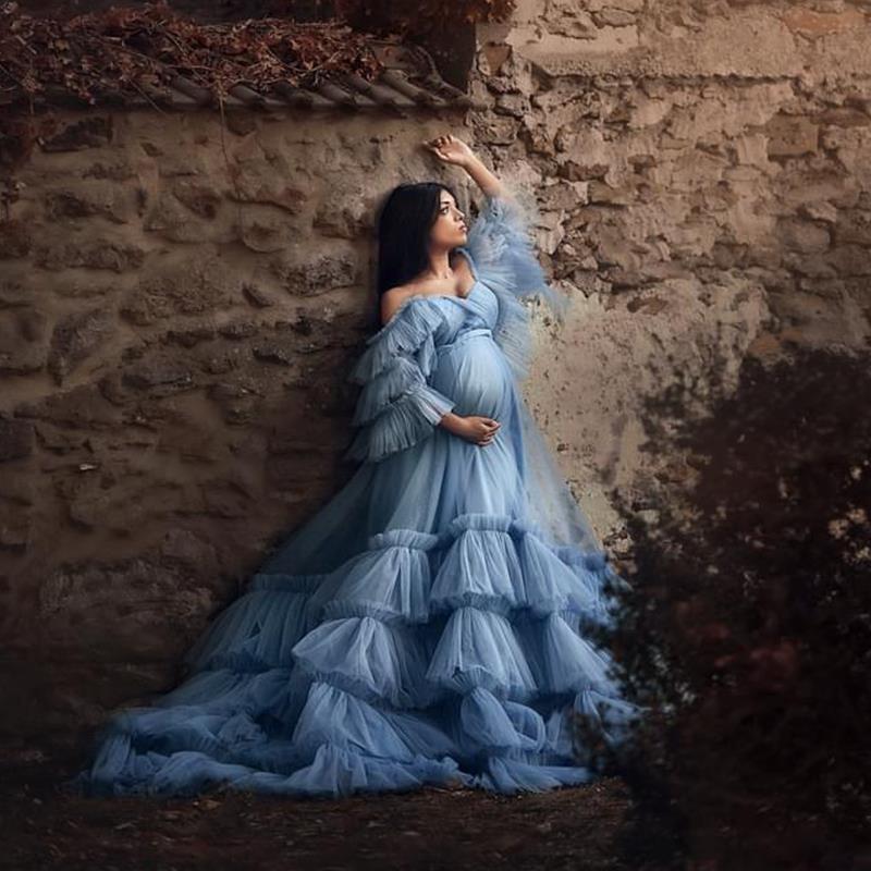 Light Wedding Dress 2026 New Style Studio Theme Clothing Photo Shoot for Pregnant Moms Photography French Retro Blue Light Wedding Dress 2026 New Style Studio Theme Clothing Photo Shoot for Pregnant Moms Photography French Retro Blue