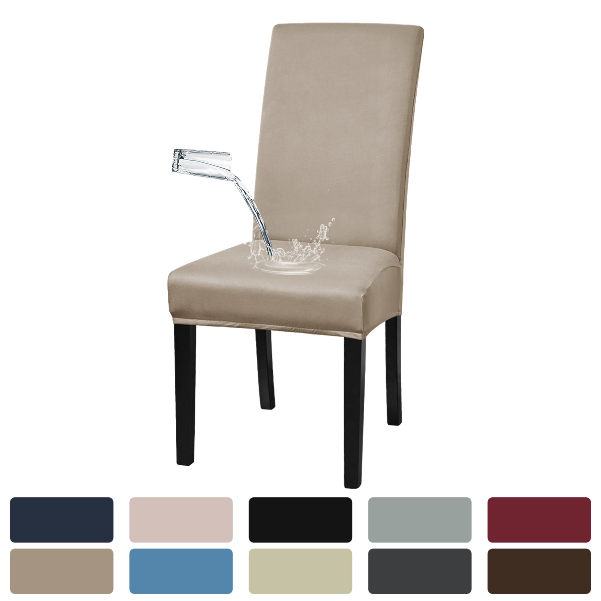 Funda de silla impermeable de seda de leche elástica transfronteriza, cubierta de funda de silla de hotel a prueba de polvo con todo incluido, emisión en stock de TEMU