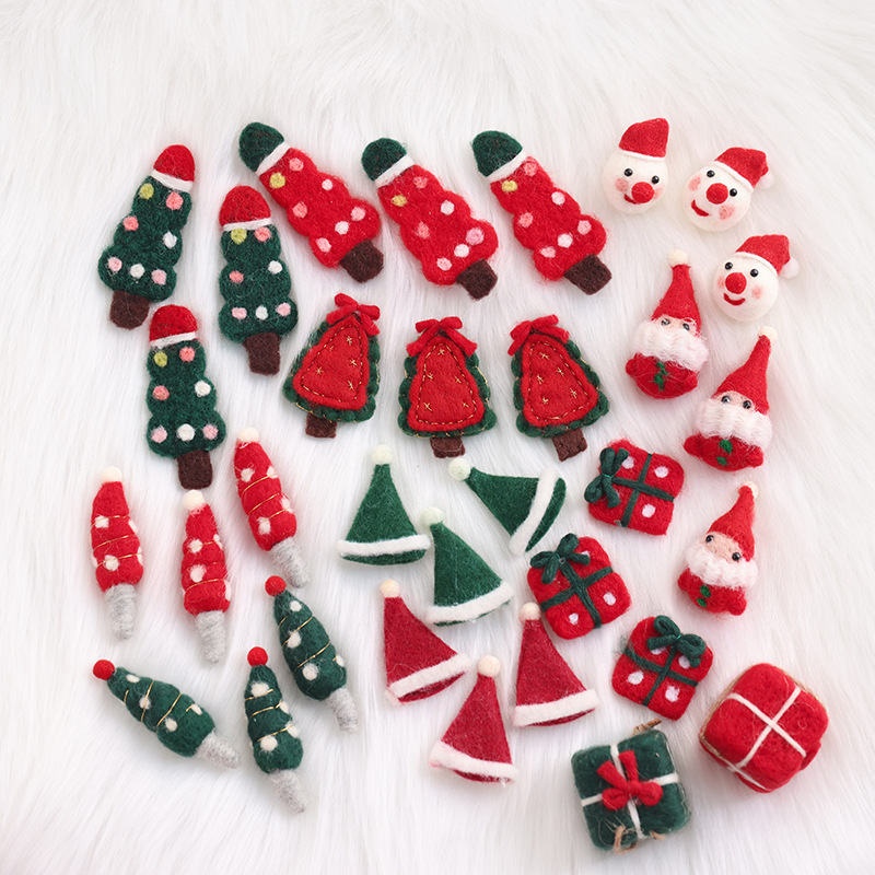 Navidad fieltro de lana decoración colgante accesorios DIY hechos a mano árbol de Navidad alce paquete de regalo pan de jengibre accesorios colgante hombre