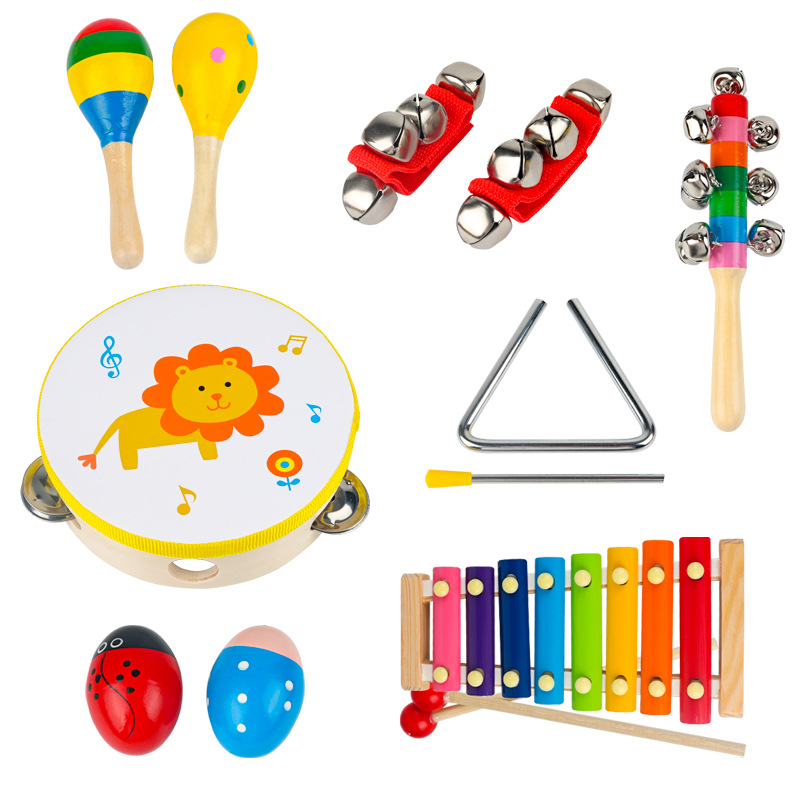 Wood Orf Instrument Set Baby Early Learning Percussion Piano Juguete de iluminación musical para jardín de infantes