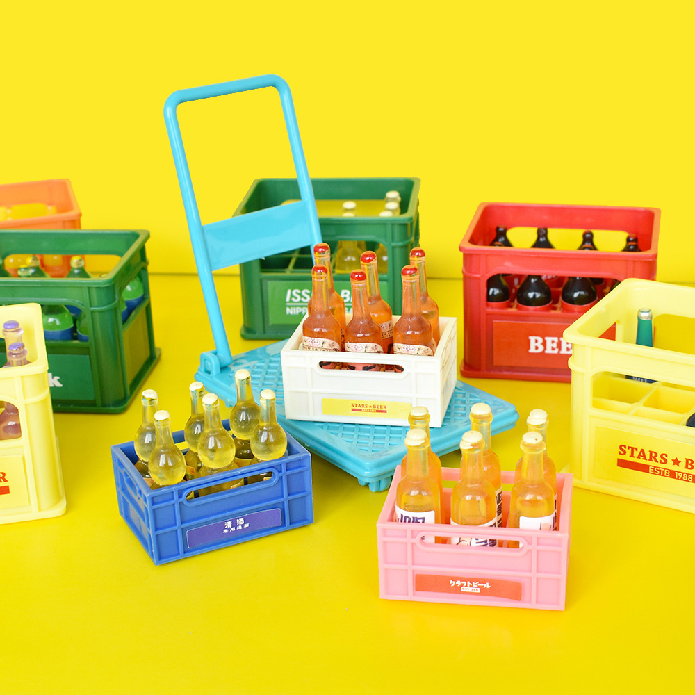 Babi doll toy simulation trolley miniature model play house toy decoration mini wine bottle food trolley