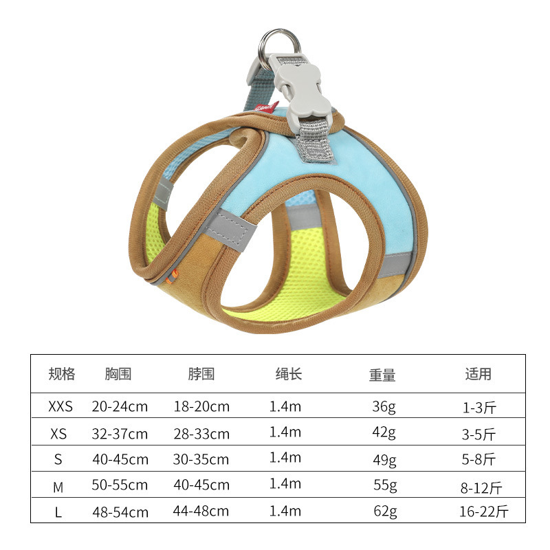 Cross-border PET pecho y la espalda traje de tracción transpirable chaleco reflectante perro gato cuerda de tracción suministros para mascotas al por mayor