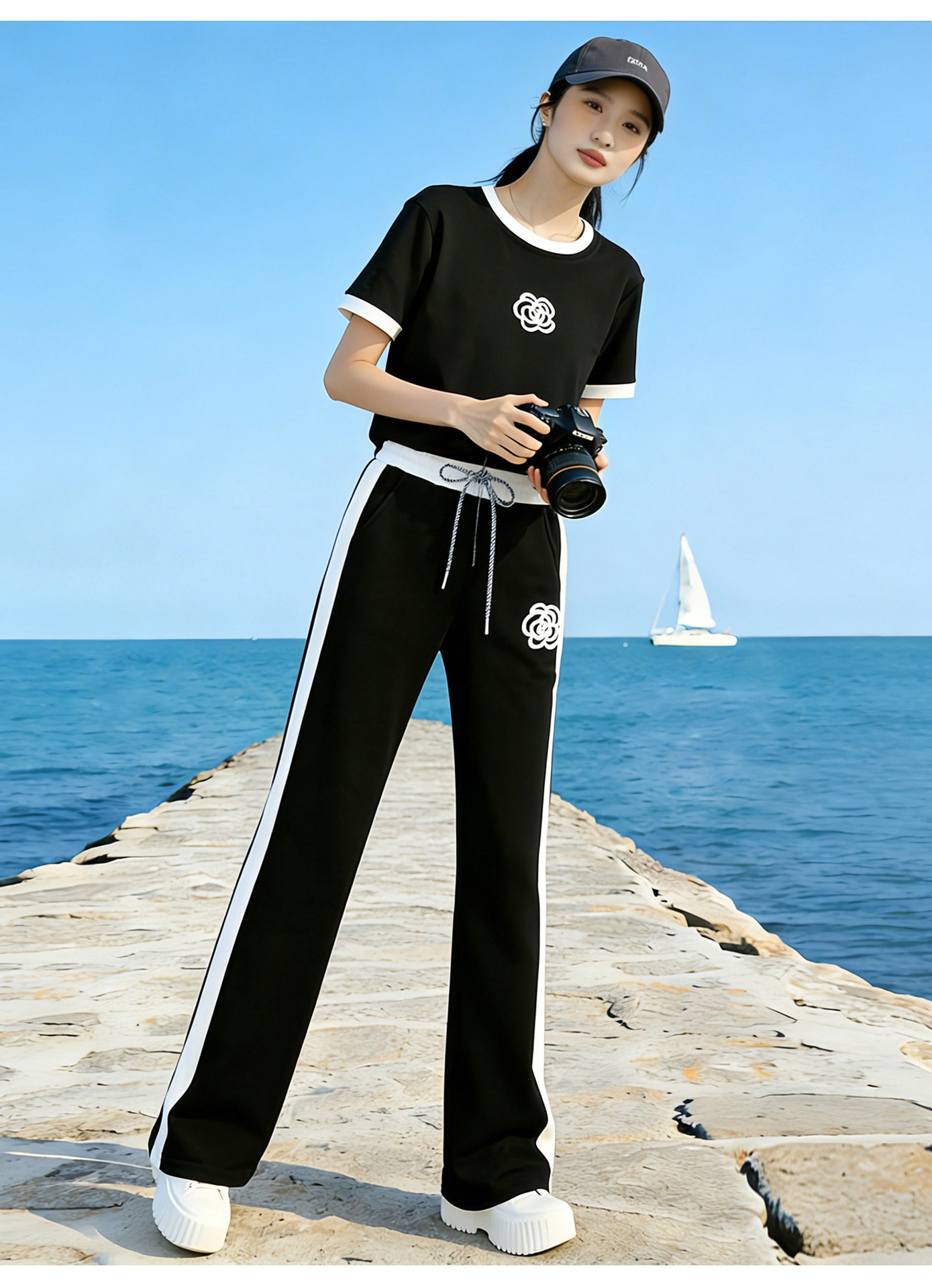 Women's Clothing Camellia Themed Petite Women's Two Piece Set Slimming Sporty Casual Summer Outfit Inspired Sophisticated_ecoleips.com