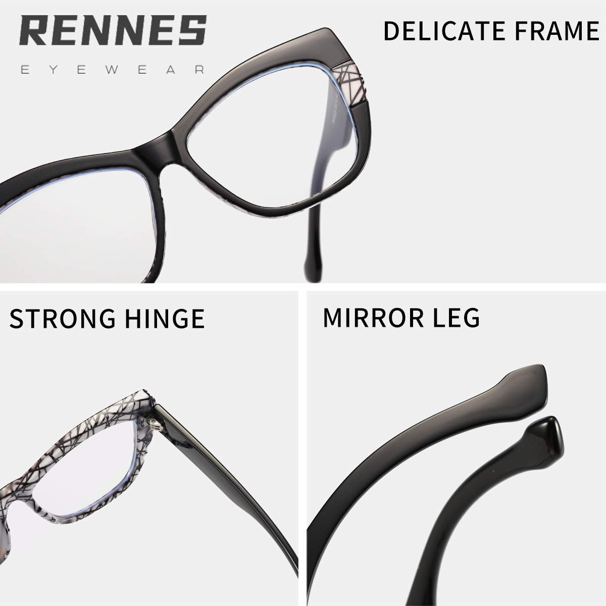 Nuevo TR90 Premium Sense Hit Color Pack Flower Sin maquillaje Gafas anti-luz azul Gafas europeas y americanas con montura grande de ojo de gato con montura de miopía