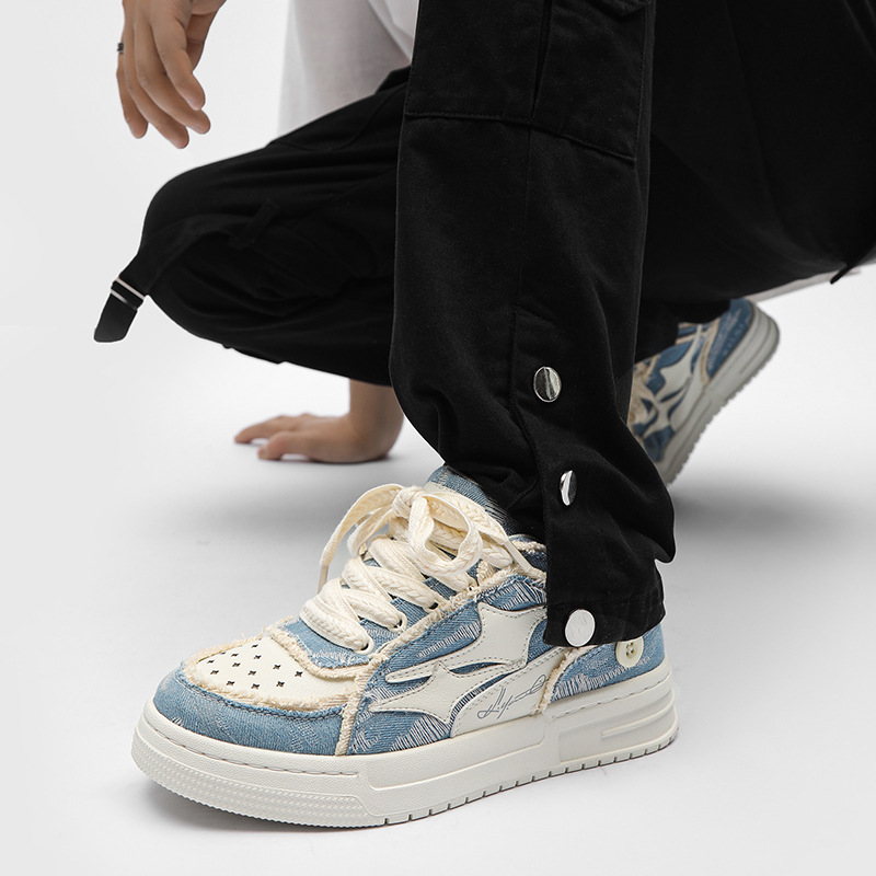 2024 New Summer Board Shoes Men's Casual All-match Denim Couple Canvas Shoes Niche Star Color Matching Trendy Shoes