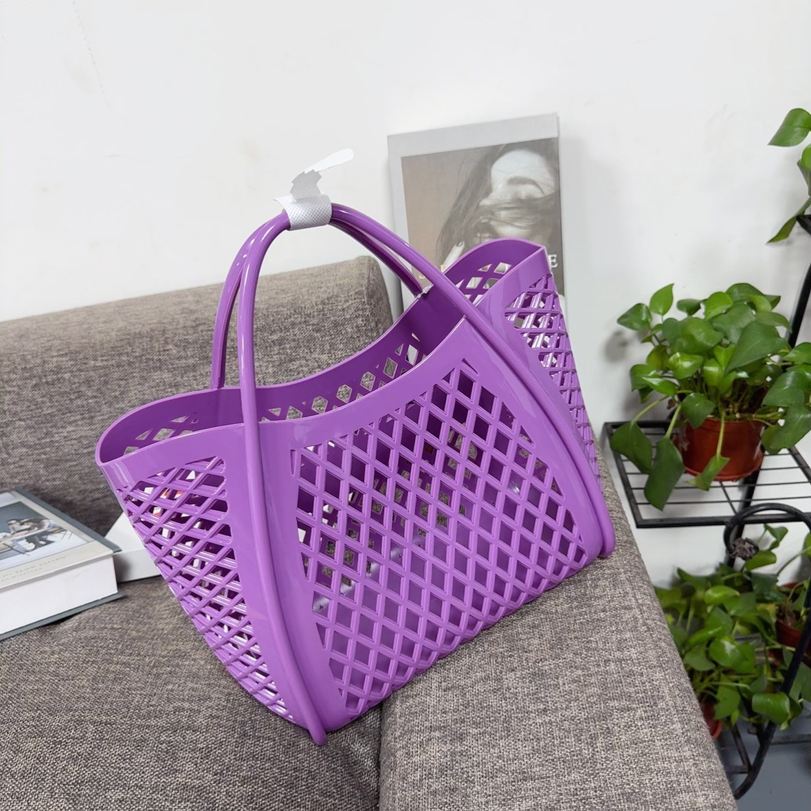 Jelly bag, handbag, silicone hollowed-out vegetable basket bag, picnic bag, shopping basket, PVC beach bag, washbasin basket, bath undefined