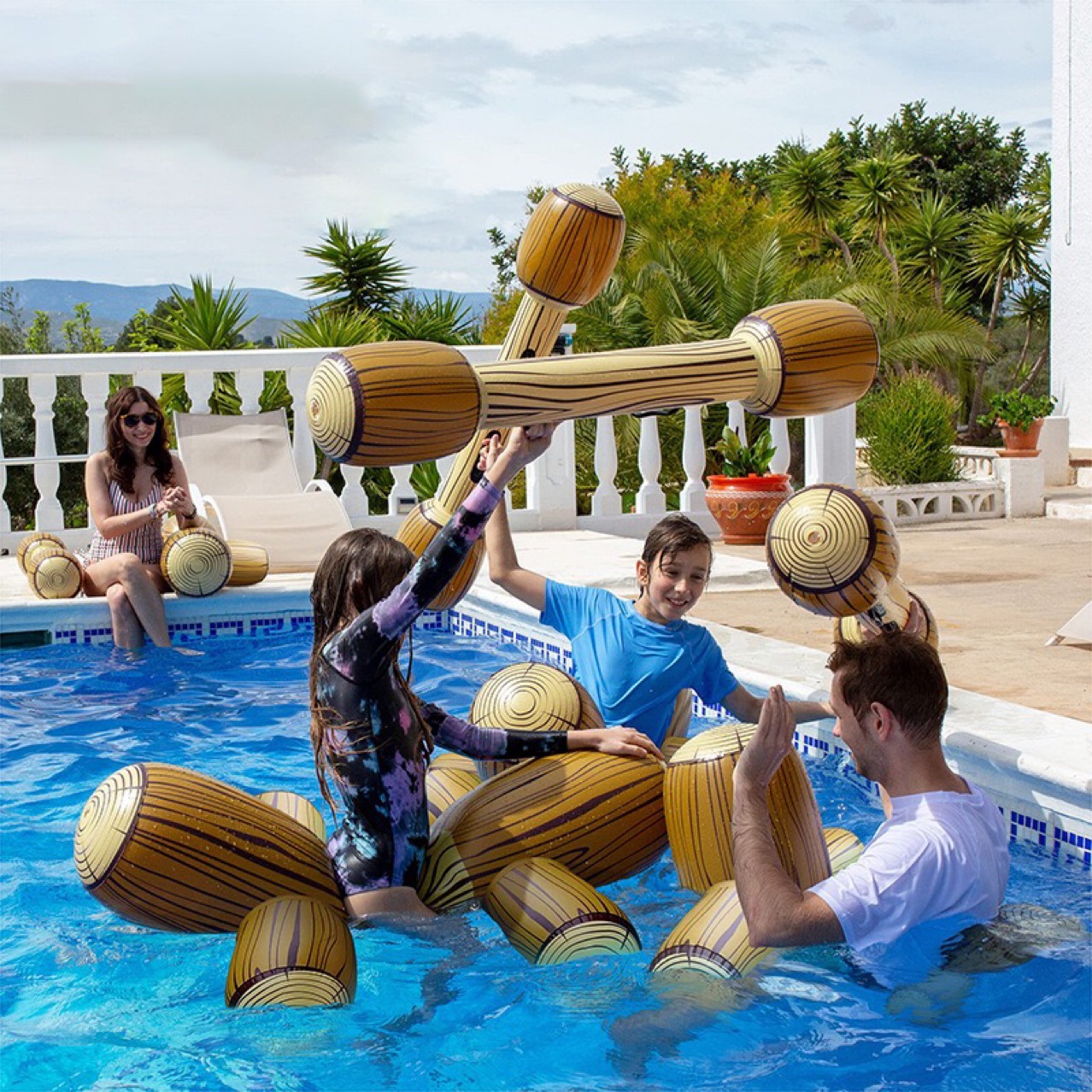 Pool Party Water Wood Grain Canoe Game Raft Floating Thickened Adult Water Toy with Strong Buoyancy