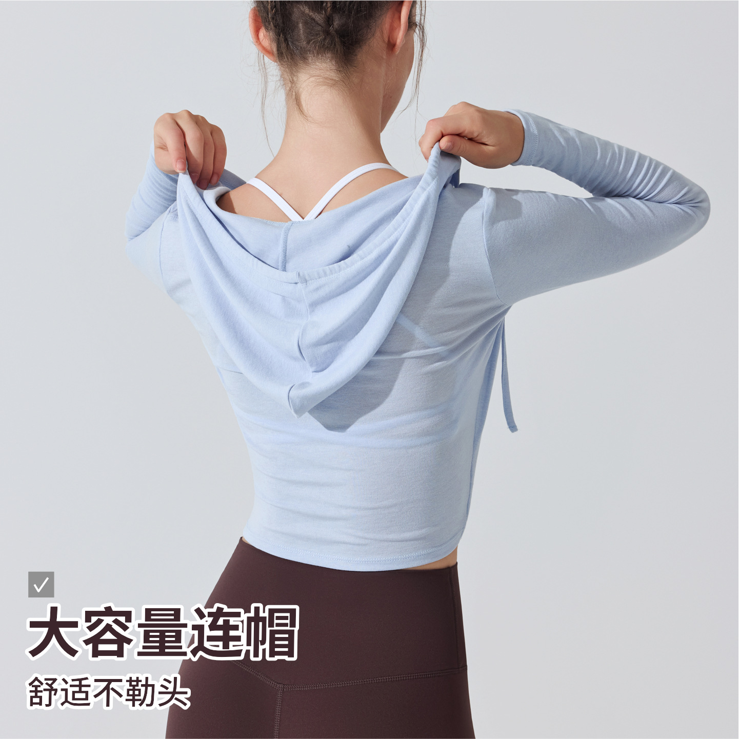 Europa y Estados Unidos trajes de yoga encapuchados transfronterizos mangas largas cintura reducida camiseta deportiva de correr delgada camiseta transpirable pilates camiseta de fitness
