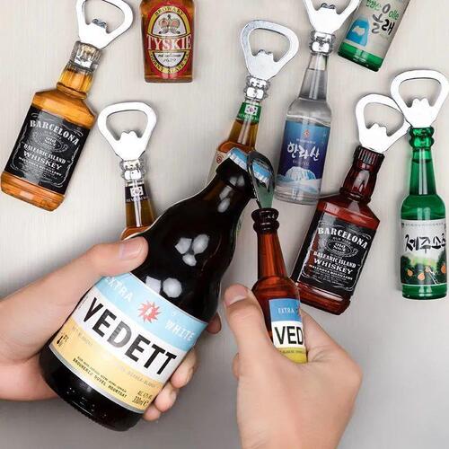Creative and interesting bottle opener refrigerator magnet wine bottle soda magnetic sticker bottle opener