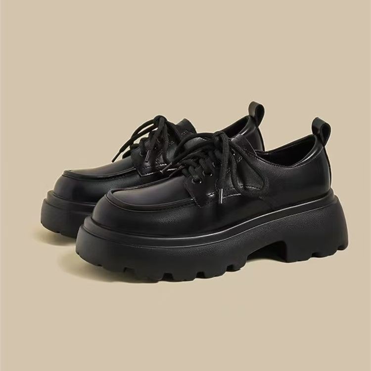 Black summer loafers English style platform