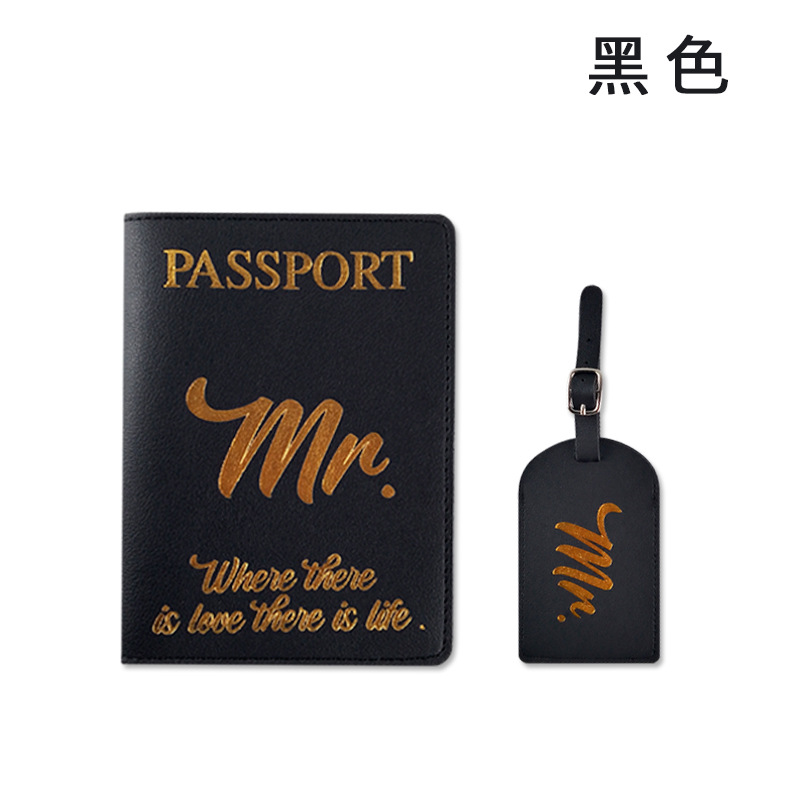 Pu transfronterizo estampado de cuero OEM cuero regalos de boda señor señorita bolsas de pasaporte tarjeta de equipaje personalizada
