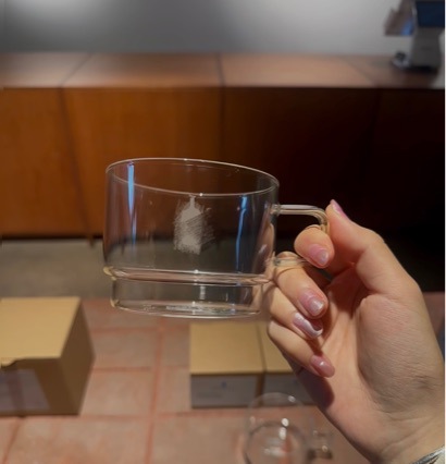 蓝瓶子高棚材质耐高温儿童杯带手柄咖啡水杯