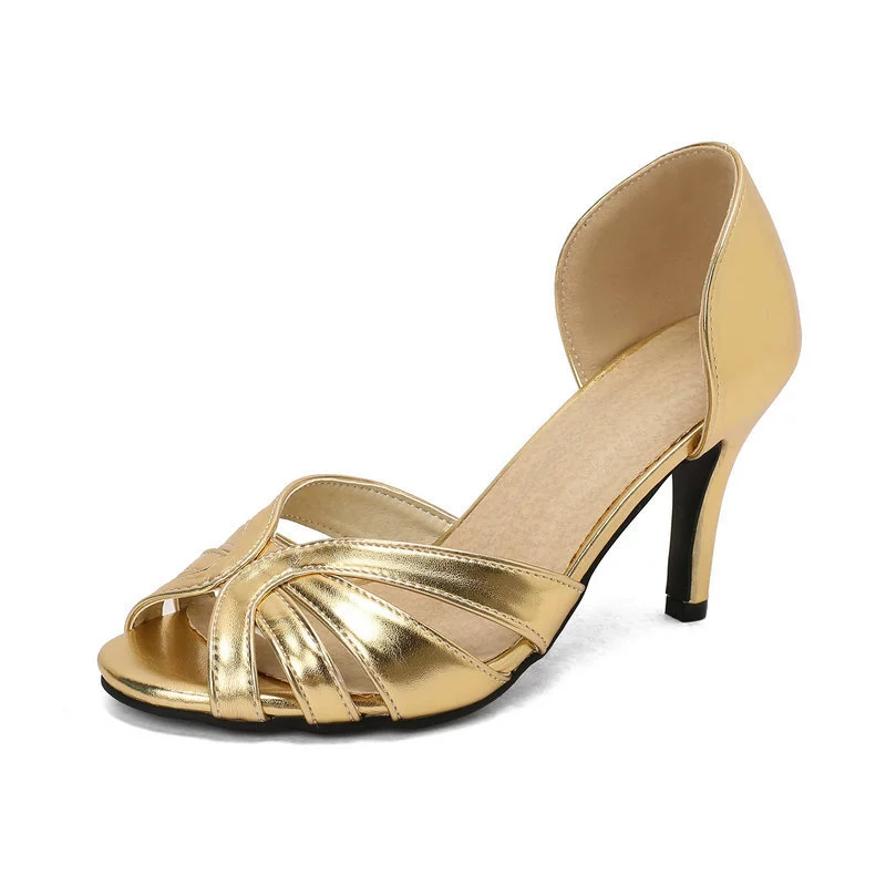 Golden silver sandals high heels, big shoes, for import, plus size