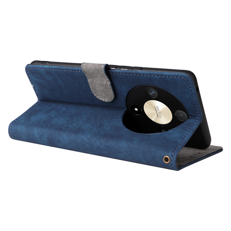 Läderfodral för honor magic6 lite x9b med kortfack och stativ_voghion.com