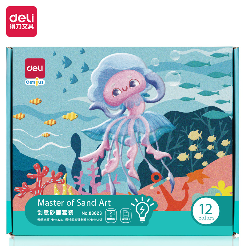 Deli 83623/83624/83625 traje de pintura de arena de color niños DIY pintado a mano 12/18/24