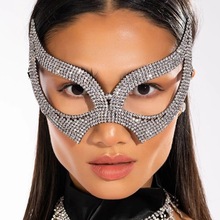 外贸新款时尚个性水钻面具化妆舞会派对水钻面罩欧美配饰The mask