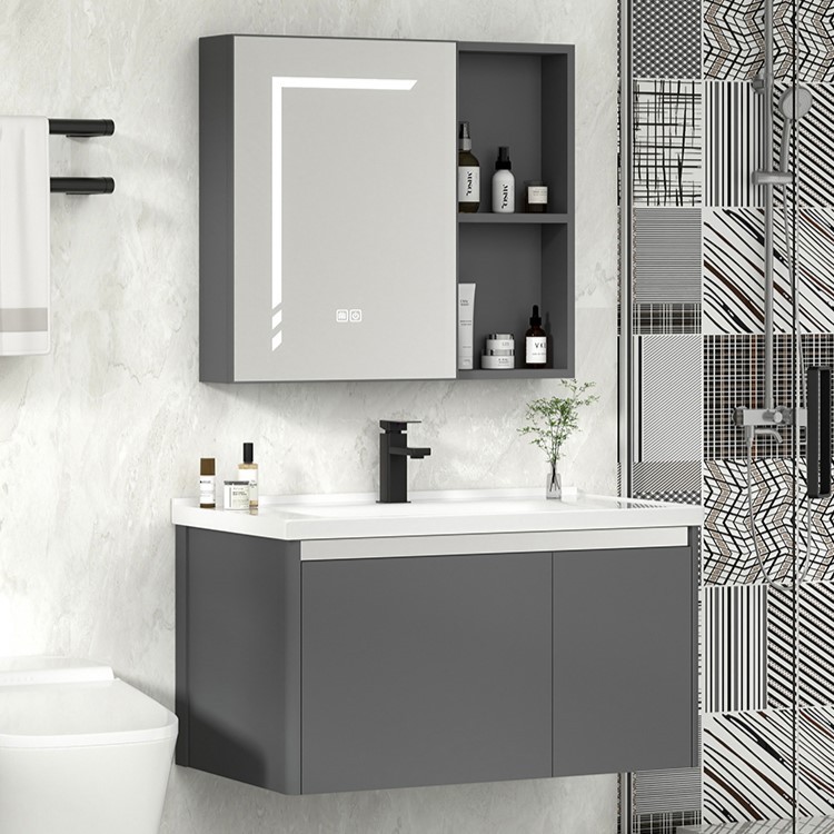 gabinete de baño inteligente combinación espacio aluminio lavabo cerámica integral lavabo