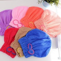 サンゴの毛の蝶結びのバス帽の家庭用お姫様は厚い髪の帽子で頭を拭きやすいです。