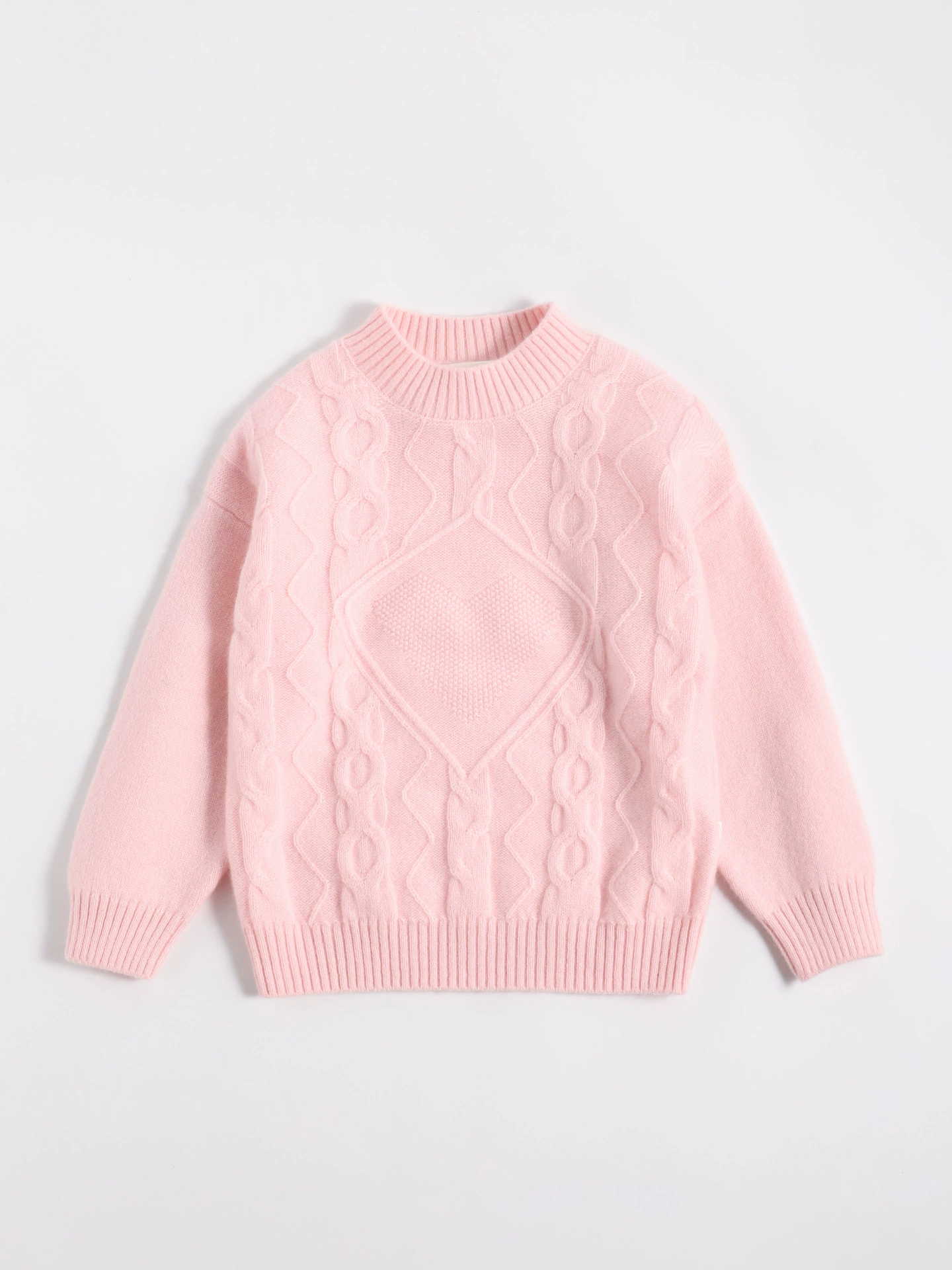 小羊跳跳 New autumn and winter children's twist 100 cashmere soft and waxy knitted off-shoulder solid color children's cashmere sweater