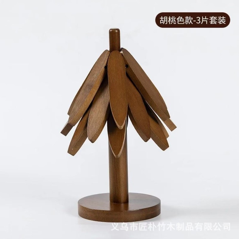 一棵树防烫隔热垫家用创意圣诞树摆件餐桌垫高级感楠竹砂锅垫杯垫|undefined