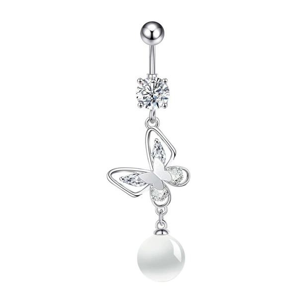 Silver-Butterfly Cat Eye-White Mo