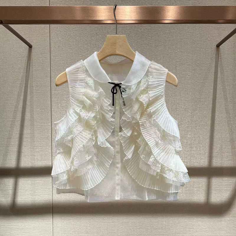 Mo Shuweiya 2026 Autumn New Ruffled Lace Patchwork Zhao Lusi Style Knitted Sweater Xsj4S07D