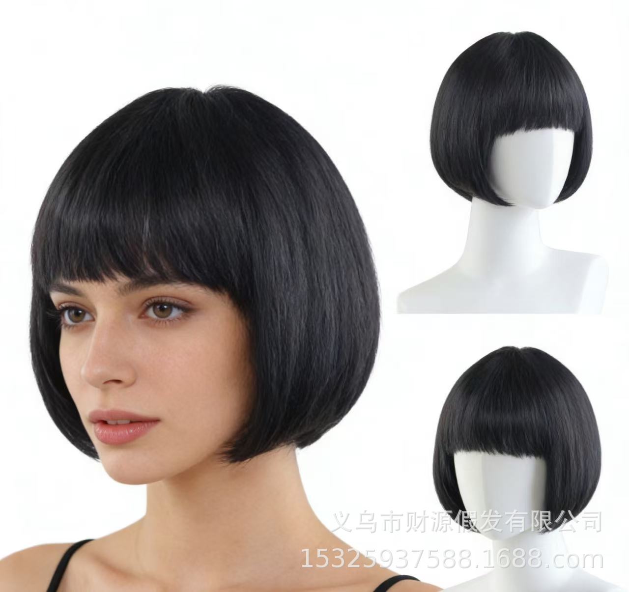 Transfronterizos sin despertar pelo corto pelucas de cabello para mujeres cubierta de cabello completo Qi Liuhai colorido BoBo cabeza de Halloween cabello al por mayor