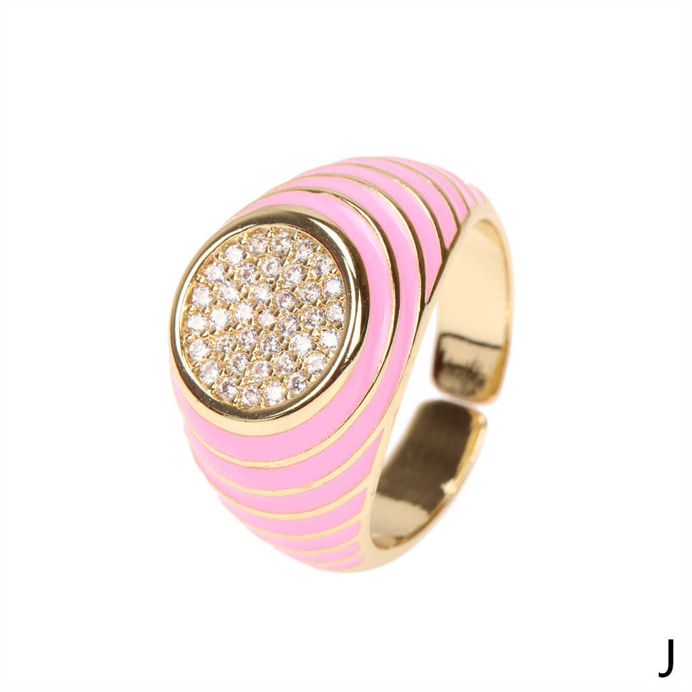 Cute Candy Color Zircon New Trendy Fashion Personality Copper Drip Oil Ring Wholesale display picture 4