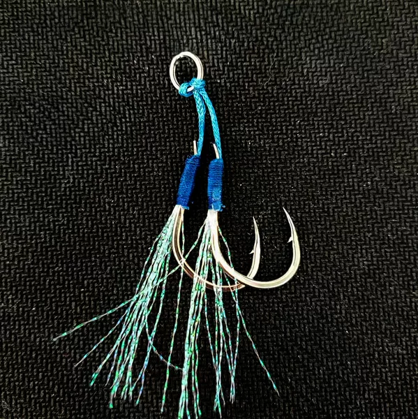 Tie-On Iron Plate Hook Double Hook Sea Fishing Boat Fishing Lure Hook Ojin Iron Plate with Shiny Wire Fishing Gear Accessories Fake Bait