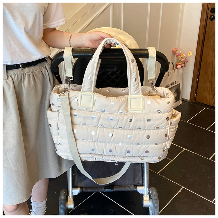 Fashionable Mommy Bag, New Outdoor Shoulder Bag, Large Capacity Mother and Baby Bag, Stylish Multifunctional Polka Dot Stroller Bag