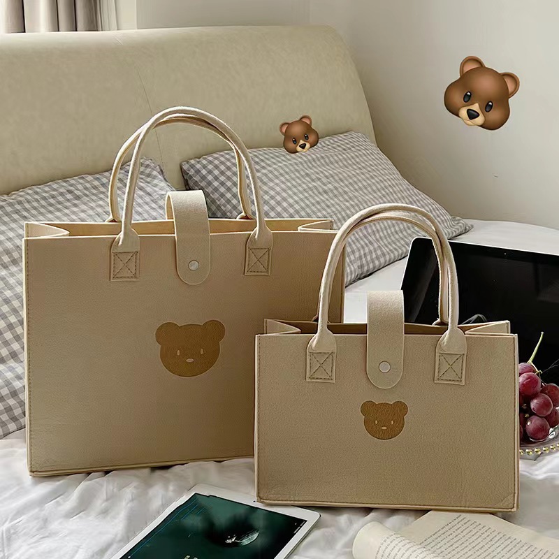 Neue Bär Handtasche Tote Filz Shopping große Kapazität Werbung Geschenk vielseitige Schultertasche_voghion.com