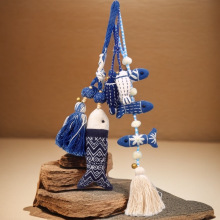 泰国创意家居饰品钥匙扣民族风蓝染礼物可爱布艺动物小鱼挂件车挂