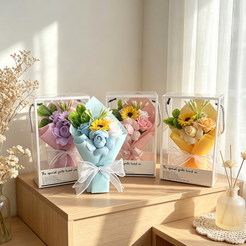 Cross-Border Amazon Finished Product Teacher's Day Flower Bouquet Gift Box Soap Flower Fairy Kiss Rose Bouquet Gift Box Valentine's Day Cross-Border Amazon Finished Product Teacher's Day Flower Bouquet Gift Box Soap Flower Fairy Kiss Rose Bouquet Gift Box Valentine's Day