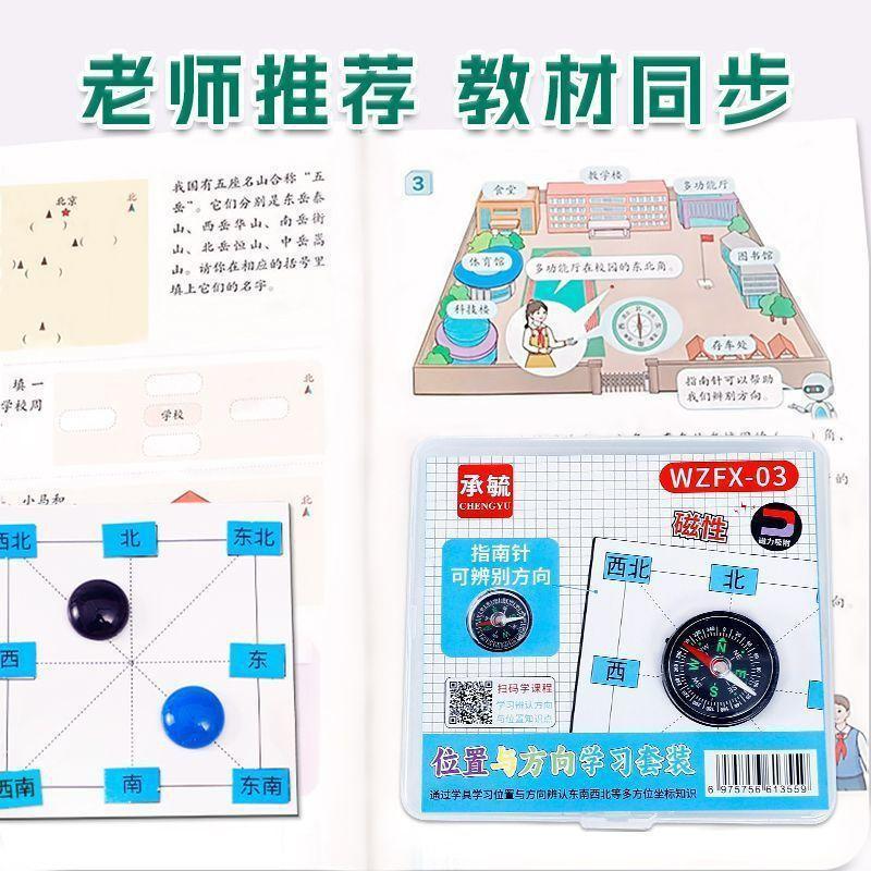 磁気方位認知ボードセット コンパス方向と位置教材付き 小学校数学学習ツール 1-6年生用|undefined