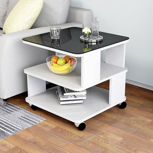 Rounded Corner Square Table Simple Tempered Glass Living Room Sofa Side Table Bedroom Mobile Small Tea Table Bedside Table Small Coffee Table Factory