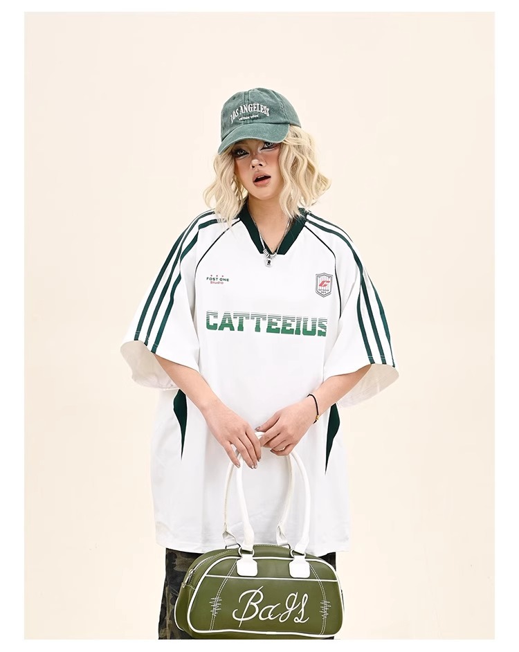 Amrican-styl Sports Short-slv T-shirt Mn And Womn, Loos Fit For Summr, Coupl's Raglan Slv V-nck_viptrois.com