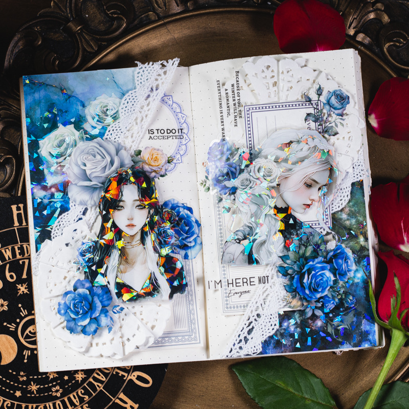 Un día hermoso conchas pegatinas de luz diosa de la noche cristal de hielo cuentas de mano decoración pegatinas de material de niña papel material paquete