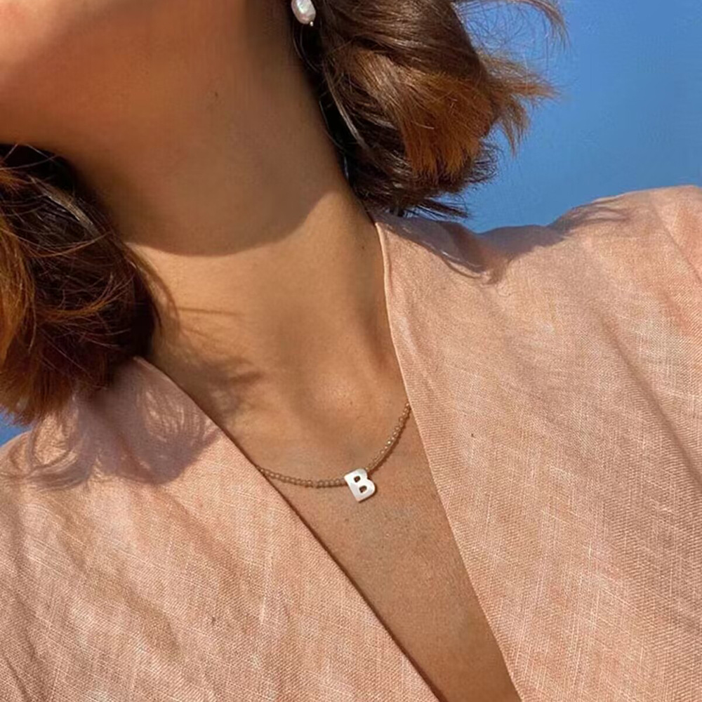 Street Occasion Simple Style Letter 304 Stainless Steel Artificial Crystal Gold Plated Women's Necklace