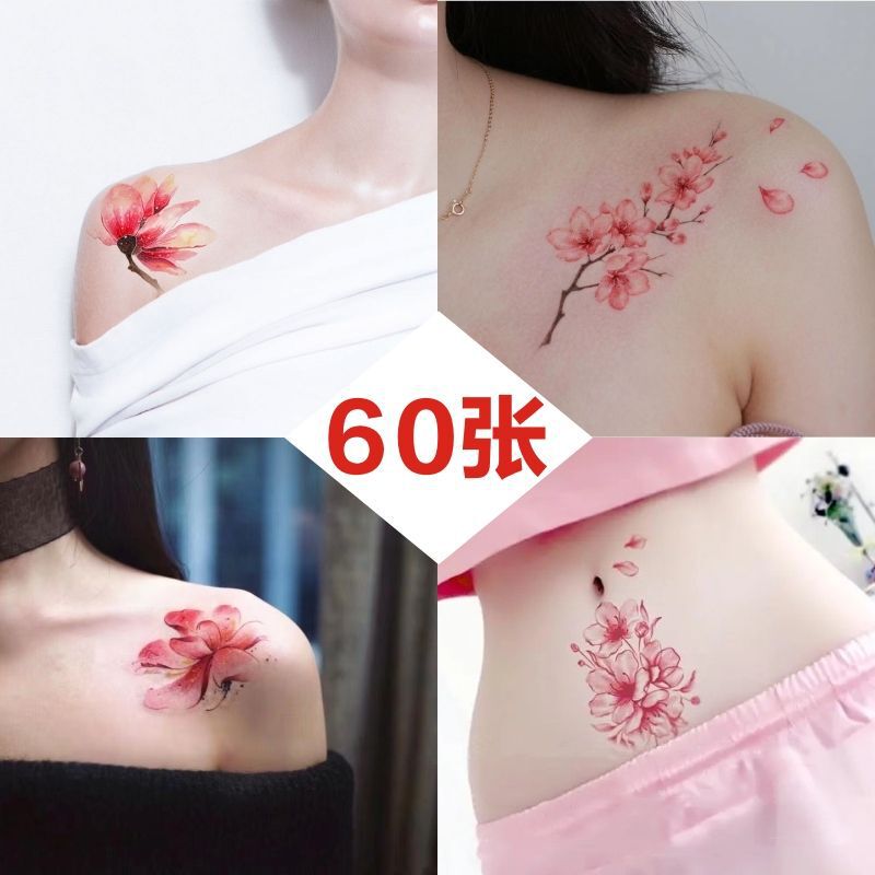 Bana Flower Tattoo Stickers Waterproof Female Long-Lasting Popular Artificial High-End Sexy Clavicle Tattoo Stickers Hell Girl Bana Flower Tattoo Stickers Waterproof Female Long-Lasting Popular Artificial High-End Sexy Clavicle Tattoo Stickers Hell Girl