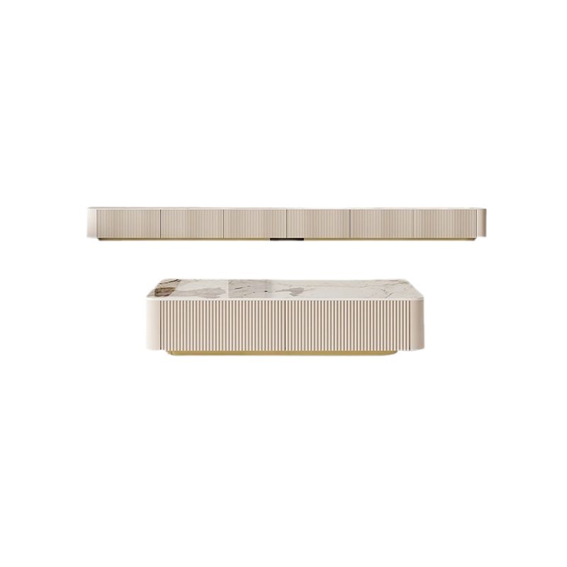 Nórdico de roca lujoso moderno simple alargado gabinete de televisión mesa de té combinación de suelo crema estilo italiano gran casa